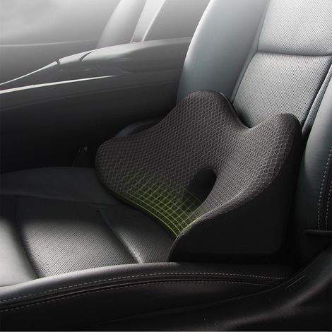 [NIE BENUTZT]Auto-Sitzerhöhung, Auto-Sitzerhöhung für Erwachsene, Fahrer-Autokissen, ergonomisches Autokissen, orthopädischer Fahrer-Bürostuhl-Sessel (schwarz)