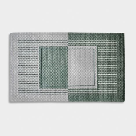 Tappeto bagno in velluto trapuntato antiscivolo 60 x 110 Lario - Verde (1/2)