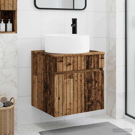 Vanidad de lavabo montada en la pared Madera envejecida