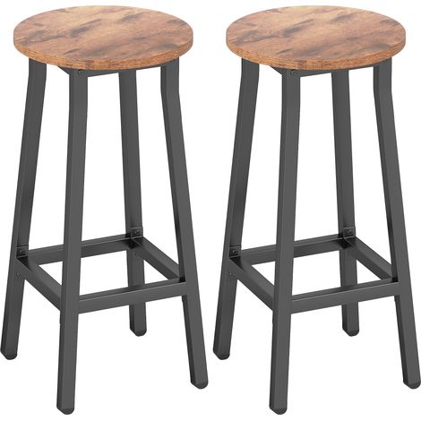 HOMCOM Barstools, Breakfast Bar Stools with Footrest, Rustic Brown