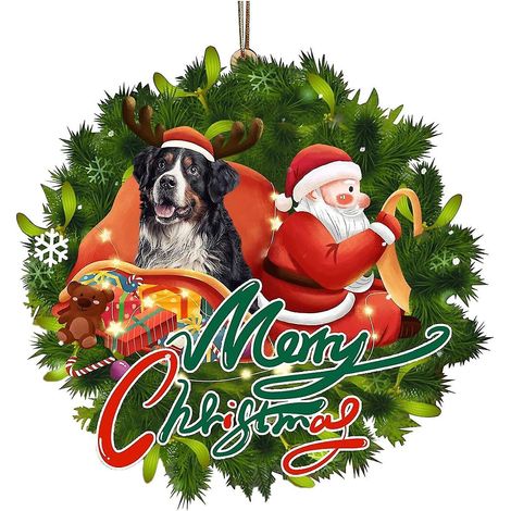Lot de 5 petites décorations de Noël en bois représentant des chats et des chiens. Sapin de Noël en bois.