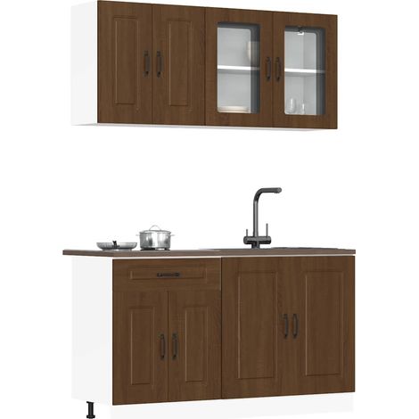 4-tlg. Küchenschrank-Set Kalmar Braun Eichen-Optik Holzwerkstoff