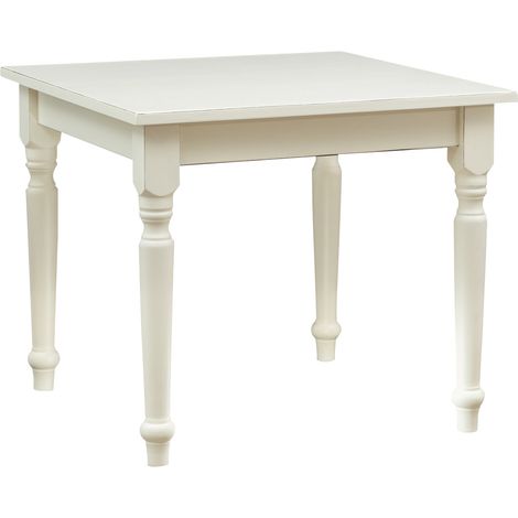 Tisch im Country-Stil aus massivem LIndenholz mit antikiertem weißem Finish L90xPR90xH78 cm. Made in Italy