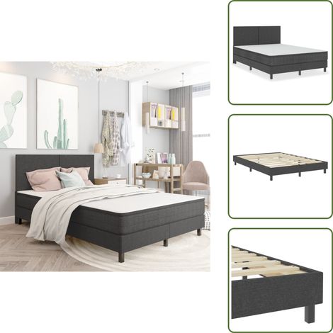 Sommier à lattes de lit Gris foncé Tissu 160x200 cm - Sommier Tapissier - Lit Double - Matelas À Ressorts - Literie - Meuble Chambre