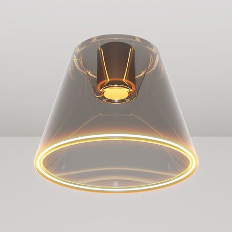 Plafoniera design con lampadina Ghost a cono smoky