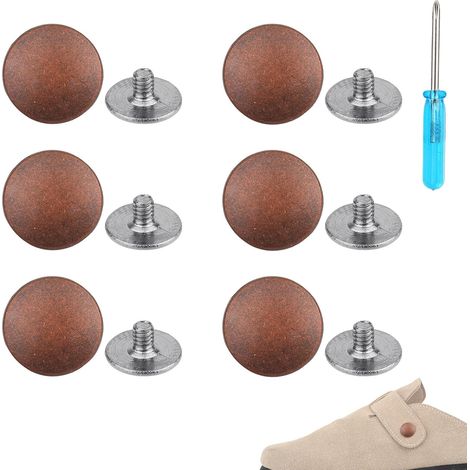 6pcs Rivets de Visser pour Boston Chaussures Clogs, Boutons Rivet en Alliage de Zinc Faciles à Installer avec Tournevis pour Femmes Hommes Sabots Classiques en Cuir Liège Daim (Bronze) (1/5)
