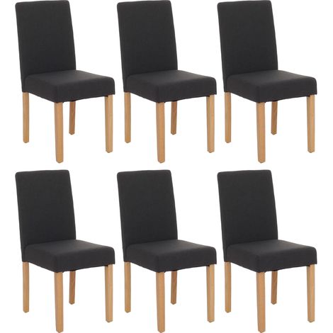 [NEUWERTIG] 6er-Set Esszimmerstuhl Stuhl Küchenstuhl Littau Textil, schwarz, helle Beine