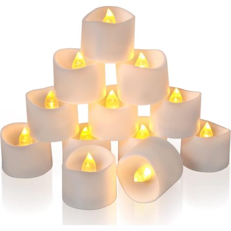 Lot de 12 bougies électroniques jaunes clignotantes avec minuterie (1/5)