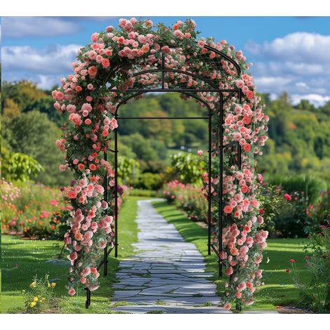 Rose Arch Metal Trellis Garden Archway Climbing Plants Vegetable Fruit Vine Arbour - Small 162 x 105 x 160cm (1/5)