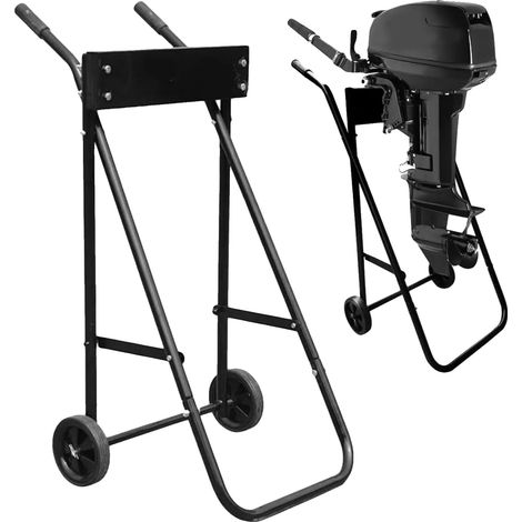 Carro para motor fueraborda, capacidad de carga de 85 kg, diseño plegable, color negro. (1/2)