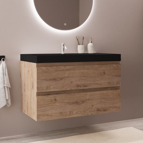 LOMAZOO meuble de salle de bain Monaco chêne clair - 80cm - (1/5)