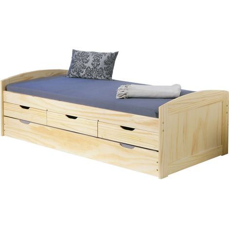 Dmora Cama con segunda cama nido y cajones, color roble, 98 x 63 x 205 cm., con embalaje reforzado (1/4)