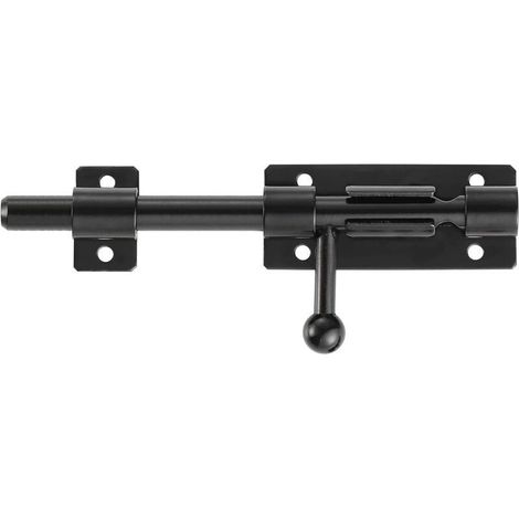 Serrure de porte de sécurité à pêne coulissant robuste avec trou pour cadenas, acier inoxydable 304 noir mat, (8 pouces (200mm)diamètre 14 mm (1/5)