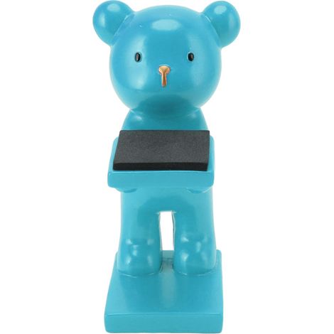 Présentoir à montre ours en résine, style moderne tridimensionnel, fait main, bleu, idéal pour la maison ou le bureau. (1/5)