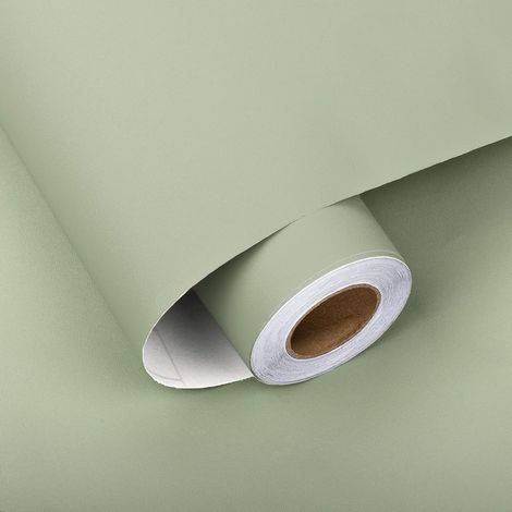 Papier Peint Adhésif Vert Clair Vinyle Rouleau Adhesif pour Chambre Cuisine Papier Adhésif pour Meuble Papier Peint Autocollant Rouleau Adhesif Décoratif Revetement 60cm X 300cm (1/5)
