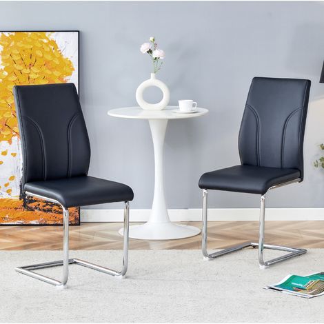 Silla de comedor en negro/plata con tapizado de PU y estructura metálica,40,6x40x95 cm (1/5)