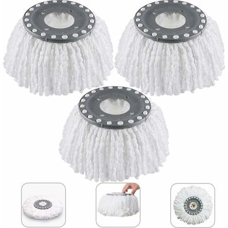 Microfiber Mop Heads, Replacement Round Mop Heads, 360° Rotating Mop Heads, 3 Pieces (16 cm Diameter) (1/5)