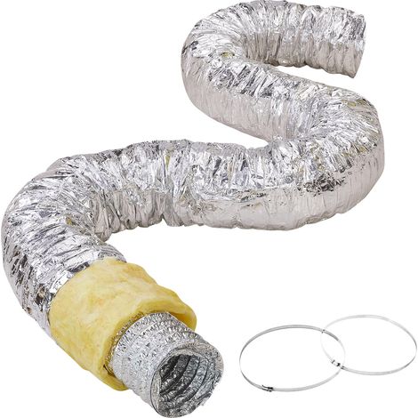 VEVOR Tubo Flessibile Coibentato 130x7620 mm Condotto di Sfiato Termoisolante in Alluminio PET con 2 Fascette Stringitubo Protezione a Tre Strati per Ventilazione, Riscaldamento, Raffreddamento, R-4.2 (1/5)