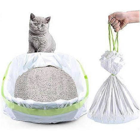 Katzenstreubeutel, 10 Stück, extra große, dicke Jumbo-Katzenstreubeutel mit Kordelzug für die Katzentoilette (1/4)