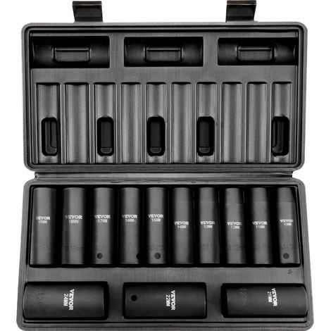 Mophorn – Jeu de douilles à chocs 1/2' – 13 douilles 10-24 mm – Acier allié CR-V HRC 42-48 – Boîte à outils pour maintenance automobile