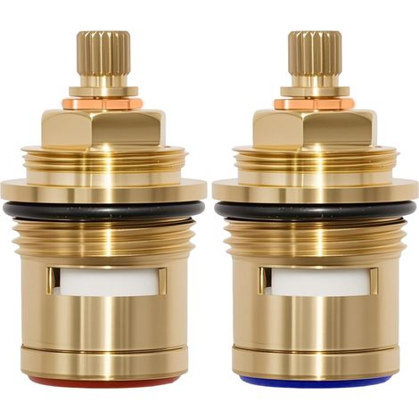 Lot de 2 cartouches à disque en céramique 3/4, remplacement pour robinet intérieur chaud et froid, cartouche en laiton quart de tour 50 mm 20 dents (1/5)