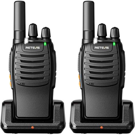 Professionelles, lizenzfreies PMR446 16-Kanal-Funkgerät, USB-C-Ladeanschluss, Notfalltaschenlampe, VOX-Funkgerät (schwarz, 2er-Pack) (1/5)