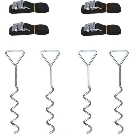 4 pièces avec corde, ancrage universel pour trampoline à fixer au sol, piquet anti-vent, 4 vis de fixation, clou de sol (1/5)