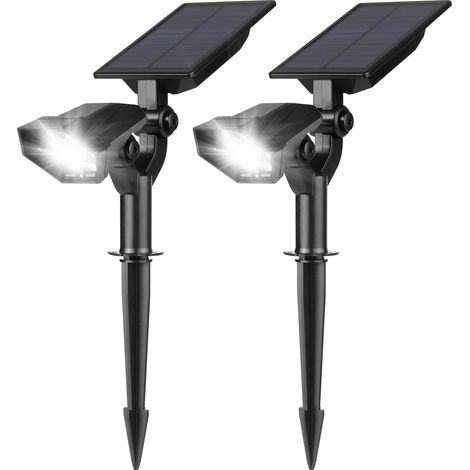 Projecteurs solaires de jardin étanches 2 en 1 avec allumage automatique, 2 pcs, lumière blanc chaud (5 LED) (1/5)