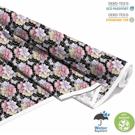 OUTDOOR DEKOSTOFFE OXFORD - Motiv Blumen und Schmetterlinge 2
