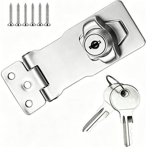 Vorhängeschloss Überfalle 4 Zoll abschließbar mit Schlüssel, Türriegel für Schrank, Schublade, Tor