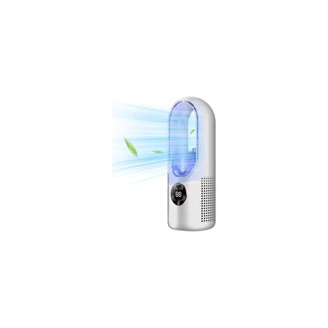 Ventilateur USB multifonction sans pale, ventilateur de refroidissement à 6 vitesses avec minuterie, ventilateur vertical sans pale (Blanc) (1/5)