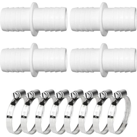 Lot de 4 adaptateurs de piscine 32 à 32 mm, raccord de tuyau de 32 à 32 mm, adaptateur de tuyau de piscine avec 8 colliers de serrage en acier inoxydable (1/5)