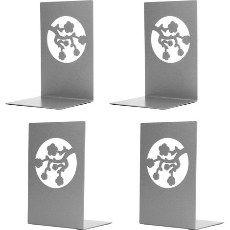 Lot de 4 serre-livres métalliques antidérapants, design élégant unique, portables et robustes, décoration de bureau, finition ressort (1/5)