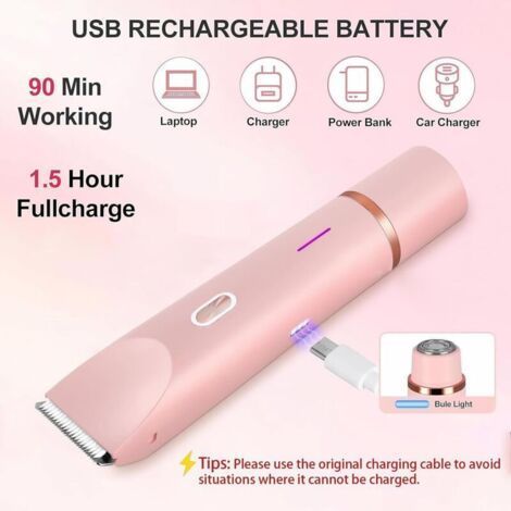 2 in 1 Women's Electric Shaver, Body Legs Armpits Face Trimmer Rechargeable Dry and Wet Use