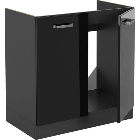 Mobile lavello cucina R-Line, Nero lucido, 80 cm senza piano di lavoro, Vicco (1/4)