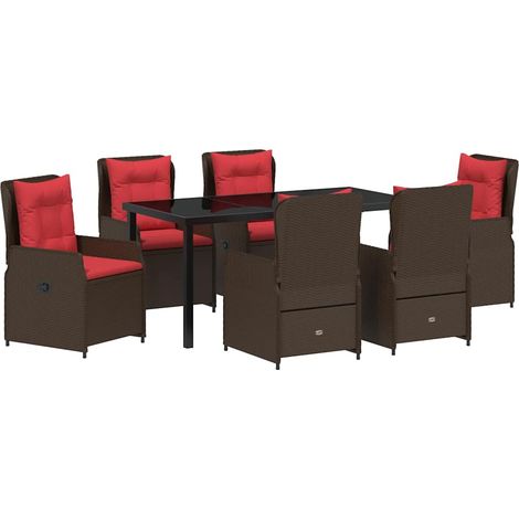 Maison Exclusive - Set da Pranzo per Giardino 7 pcs Marrone Poly Rattan