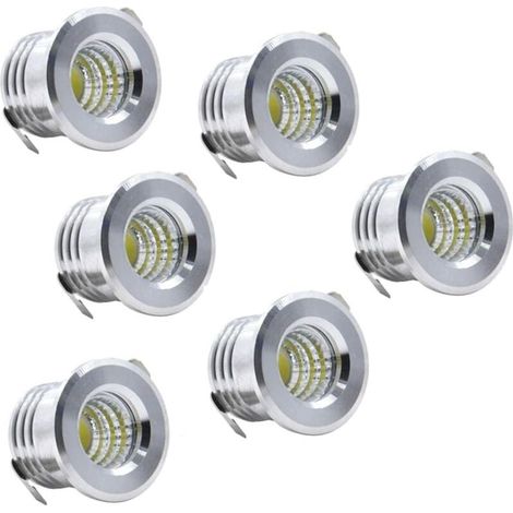 Lot de 6 Mini Spots encastrables au Plafond LED Noirs Mini Spot LED pour plafonnier d'armoire, 3 W, blanc froid-LIAIKI (1/5)