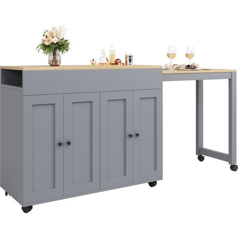 CHICFURN Tavolo bar estensibile 117-180 x 50 x 94,6 cm in MDF grigio con contenitore (1/5)