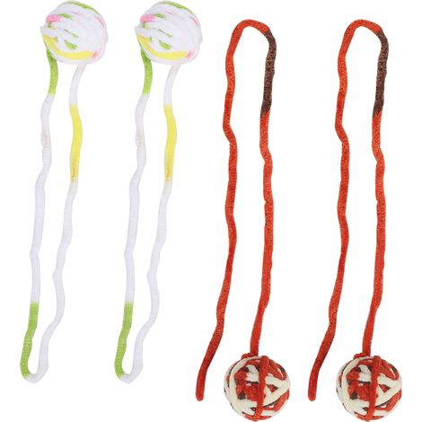 Lot de 4 balles en peluche de 5 cm, jouet à mâcher et à mordiller pour chat, conçu pour le nettoyage des dents et la protection. (1/5)