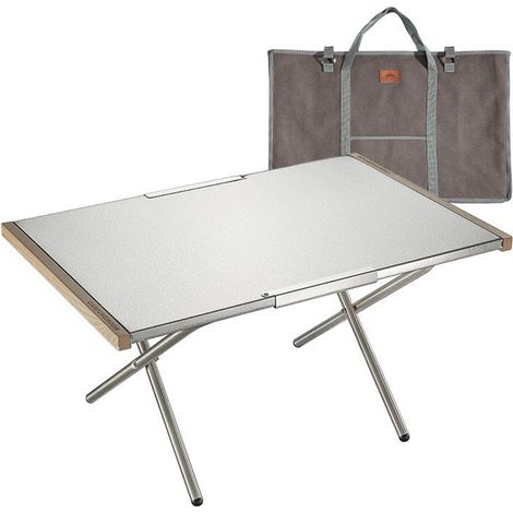 Petite table en acier pliable facile à ranger résistant aux hautes températures installation rapide agréable plateau en acier inoxydable capacité de charge élevée (1/5)