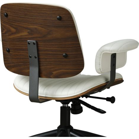 Sedia da ufficio ergonomica in PU beige girevole regolabile con ruote MODENUIT (1/3)