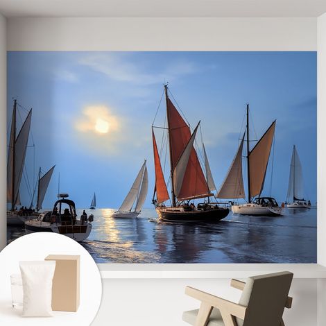 Fototapete Vliestapete mit Kleber - modern Wohnzimmer - Wanddekoration - einfach anzubringen Segelabenteuer 152x104 cm (1/5)