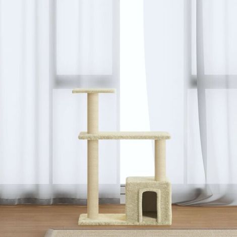Arbre à chat avec poteaux en sisal, couleur crème, 70 cm (1/4)