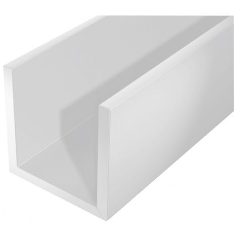 Profilé U plastique 2000mm – Largeur 12mm – Hauteur 10mm – Finition blanche pour murs et sols – Alberts (1/2)