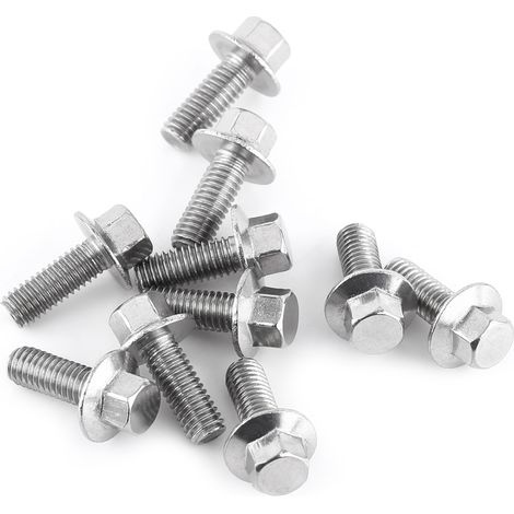 10 pièces Vis à tête hexagonale à embase M8 en acier inoxydable SS304 avec rondelle (1/2)