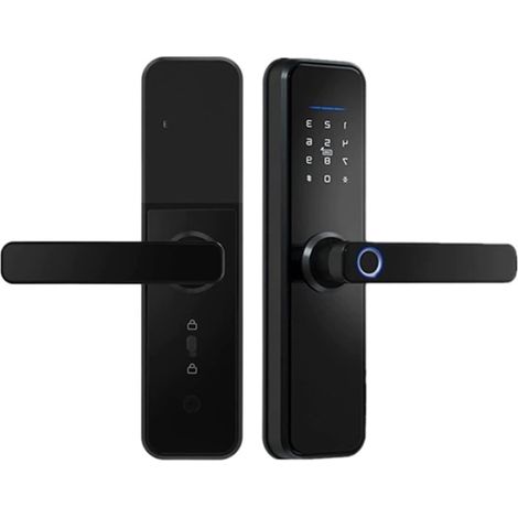 Serrure de porte intelligente Sécurité biométrique des empreintes digitales Intelligent Tuya Smart WiFi mot de passe serrure de porte électronique for ouvrir la porte à distance ( Color : Zwart , Size (1/5)