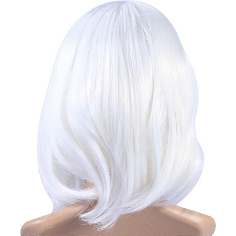 Perruque Bobo courte et lisse pour femme, en cheveux synthétiques résistants à la chaleur, avec filet à cheveux.-30.00X17.00X1.00CM-White (1/2)