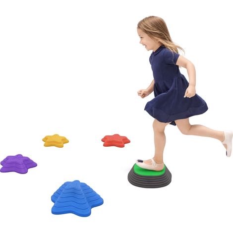 Mobliva Jeu de dalles pour enfants à partir de 3 ans, 5 dalles antidérapantes, supporte jusqu'à 80 kg, motif étoile de mer (1/5)