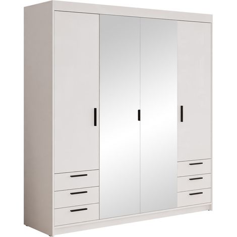 Armoire Novduni 115, Blanc, 191x177x53cm, Portes d'armoire: Avec des charnières, Nombre d'étagères: 0 (1/4)