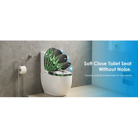 Abattant WC en duroplast avec motif décoratif, couvercle en urée-formaldéhyde avec fermeture freinée et démontage rapide (1/5)
